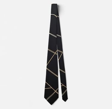 Exclusive Geometric Black and Gold Neck Tie