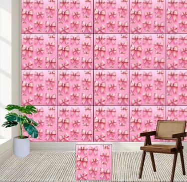 Pink Watercolor Bows Pattern Wallpaper