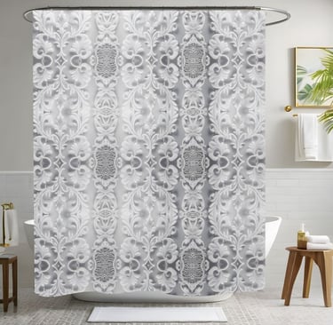 Luxury White Shower Curtain Style 1