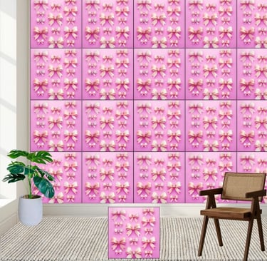Elegant & Chic Pink Watercolor Bows Pattern Wallpaper