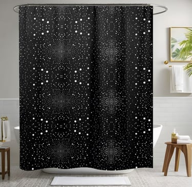 Black and White Space Circle Style 4 Shower Curtain