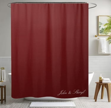 Deep Burgundy Red Solid Color Modern Shower Curtain