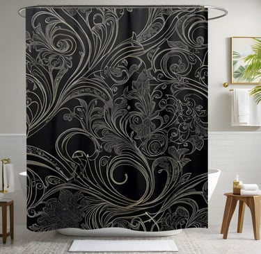 Grey and Black Shower Curtain Style 3