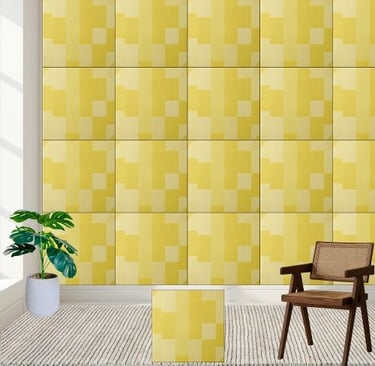 Geometric Yellow Blocks Pattern Ceramic Tile