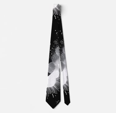 Modern Abstract Black and White Splatter Art Neck Tie