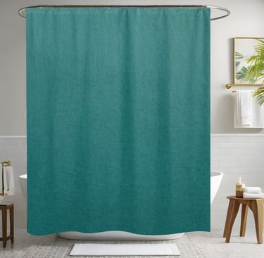 Teal Leather Shower Curtain