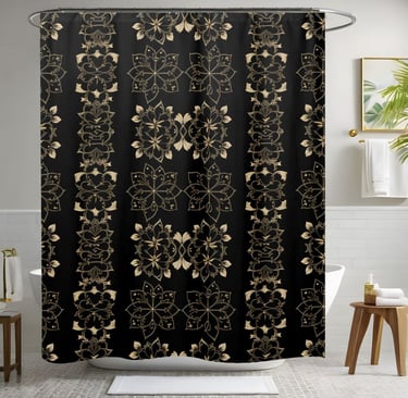 Dark Floral Boho Shower Curtain