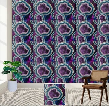 Deep Purple Amethyst Geode Tile Pattern