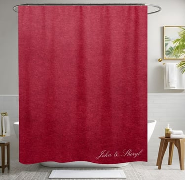 Elegant Crimson Red Textured Shower Curtain