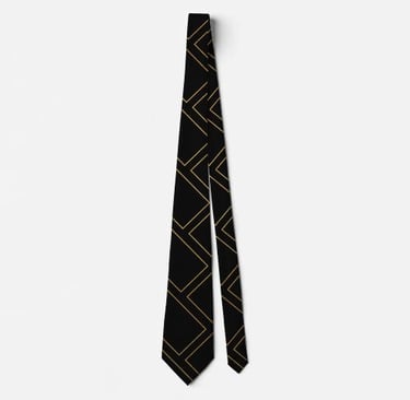 Luxurious Black and Gold Herringbone Neck Tie