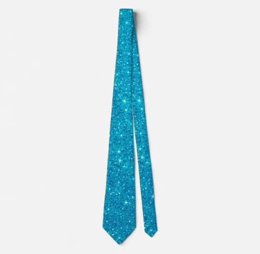 Sparkling Turquoise Blue Glitter Glam Neck Tie