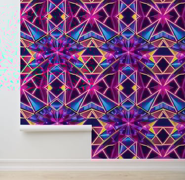 Electric Glow Disco Starburst Peel and Stick Wallpaper