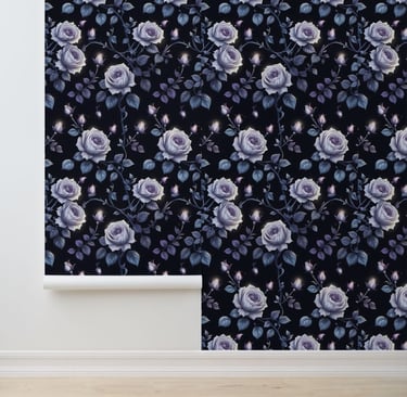 Glowing Dark Rose Garden Peel and Stick Wallpaper