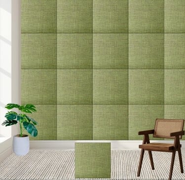 Lime Green Textured Fabric Ceramic Tile