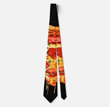 Luscious Pizza Neck Tie - Black Food-themed Tie