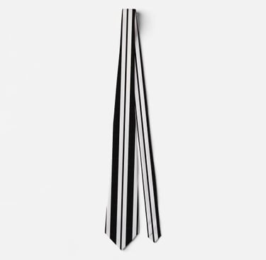 Modern Black and White Vertical Striped Neck Tie