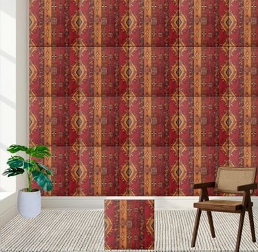 Rich Red and Gold African Design Tile
