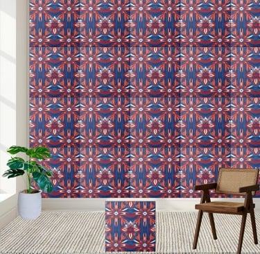Vibrant Scandinavian Floral Tile Pattern