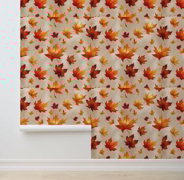 Vibrant Fall Maple Leaves Peel and Stick Wall Art Wallpaper