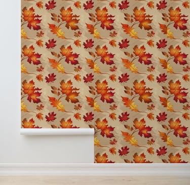 Autumn Leaves Pattern Peel and Stick Removable Wallpaper