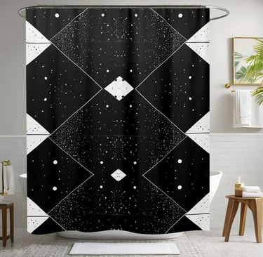 Black and White Geometric Pattern Shower Curtain