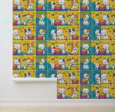 Playful Pets & Happy Hearts Peel and Stick Wallpaper