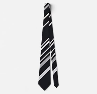 Bold Silver Stripe Black Neck Tie