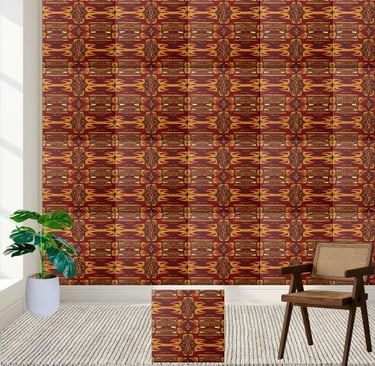 Bold Red & Gold African Print Tile