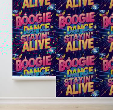 Boogie Dance Stayin' Alive Disco Party Removable Wallpaper