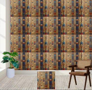 Mystic Egypt Hieroglyphs and Floral Tile Art