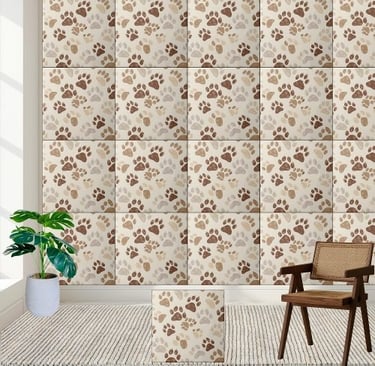 Neutral Tone Paw Print Tile