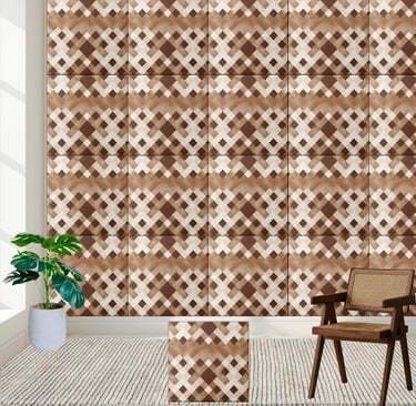 Unique Brown and White Checkered Tile Pattern