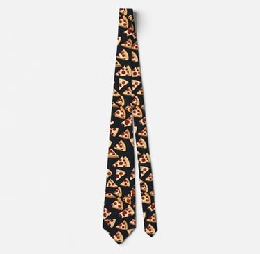 Black Pizza Slices Neck Tie