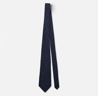 Luxury Navy Blue Saffiano Crosshatch Textured Neck Tie