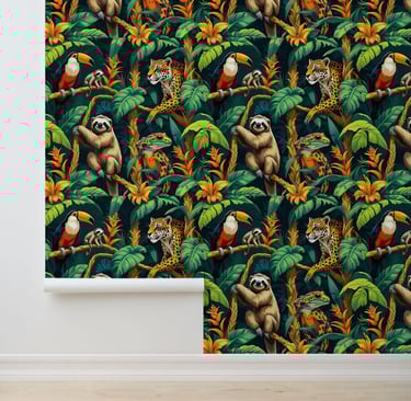 Amazonian Rainforest Creatures Peel and Stick Wallpaper