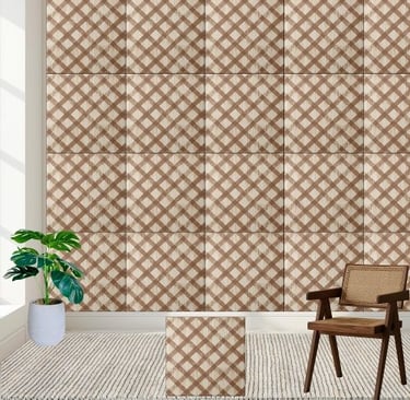 Rustic Farmhouse Brown and White Checkered Tile