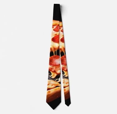 Black Pizza Cut Slice Neck Tie
