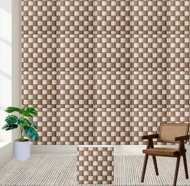 Classic Geometric Brown and White Checkered Tile
