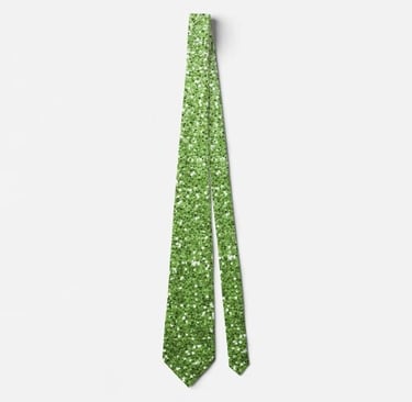 Radiant Green Glitter Contemporary Men's Neck Tie