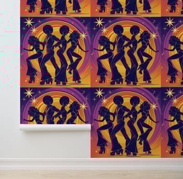 Retro Disco Dancers Peel and Stick for a Fun Vibe Wallpaper