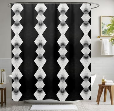 Black and White Glitter Diamond Shower Curtain