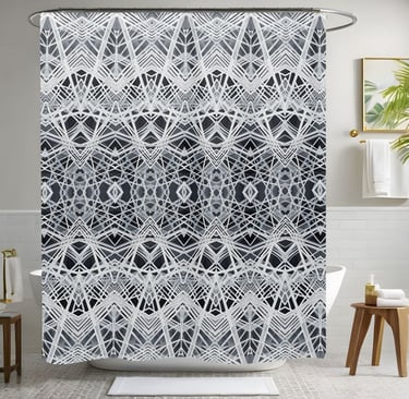 Geometric White Shower Curtain