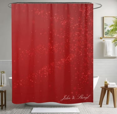 Elegant Red Snowflake Christmas Shower Curtain