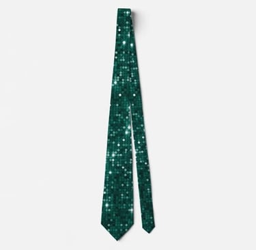 Chic Emerald Green Glitter Disco Vibe Neck Tie