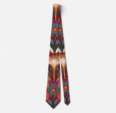 Eclectic Floral and Geometric Boho Neck Tie