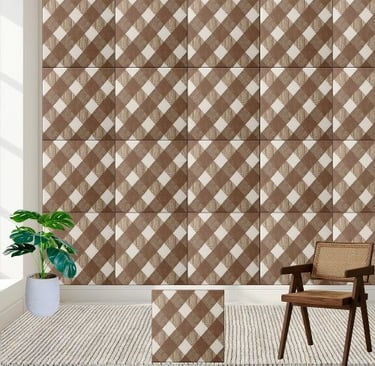 Neutral Brown and White Checkered Tile Pattern