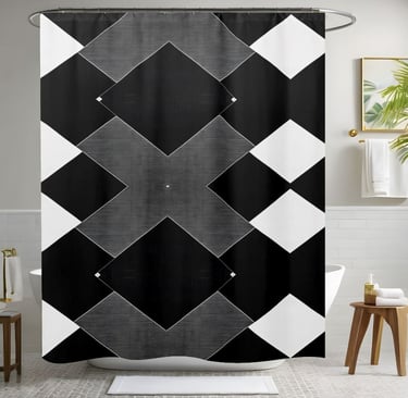 Black and White Race Pattern Shower Curtain