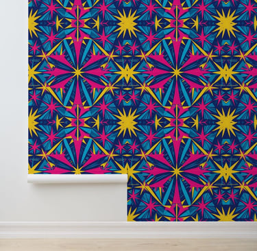 Psychedelic Retro Kaleidoscope Peel and Stick Wallpaper