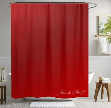 Simple & Modern Deep Red Gradient Solid Color Shower Curtain
