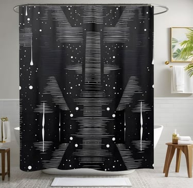 Black and White Abstract Drop Style 1 Shower Curtain